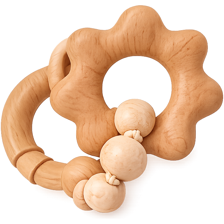 Anneau de dentition perles de bois