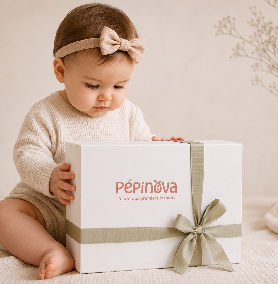 Bébé découvrant un coffret Pépinova